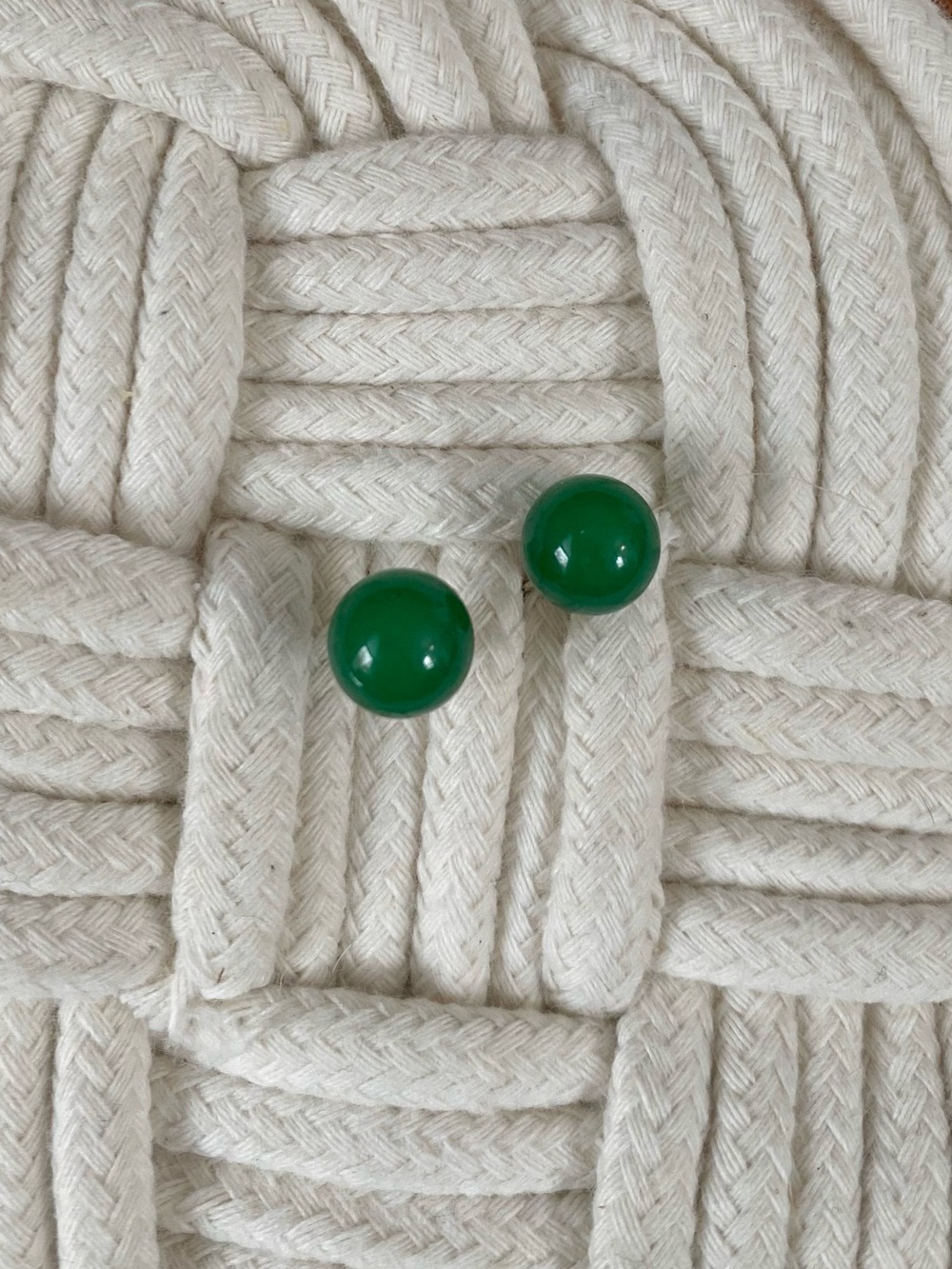 4/$15 Jade Green Ball Stud Earrings